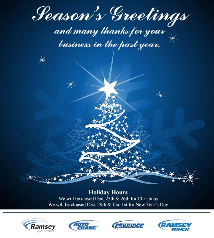 Happy Holidays From All Of Us at Ramsey!￼ | Ramsey Industries